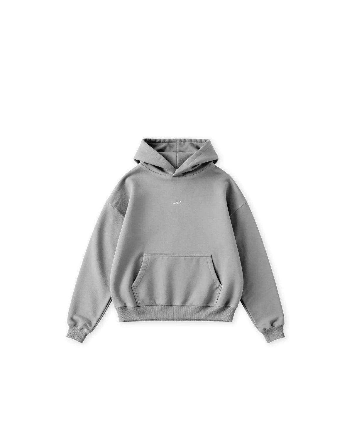 Grey hoodie with a small Deenathletic logo on a white background