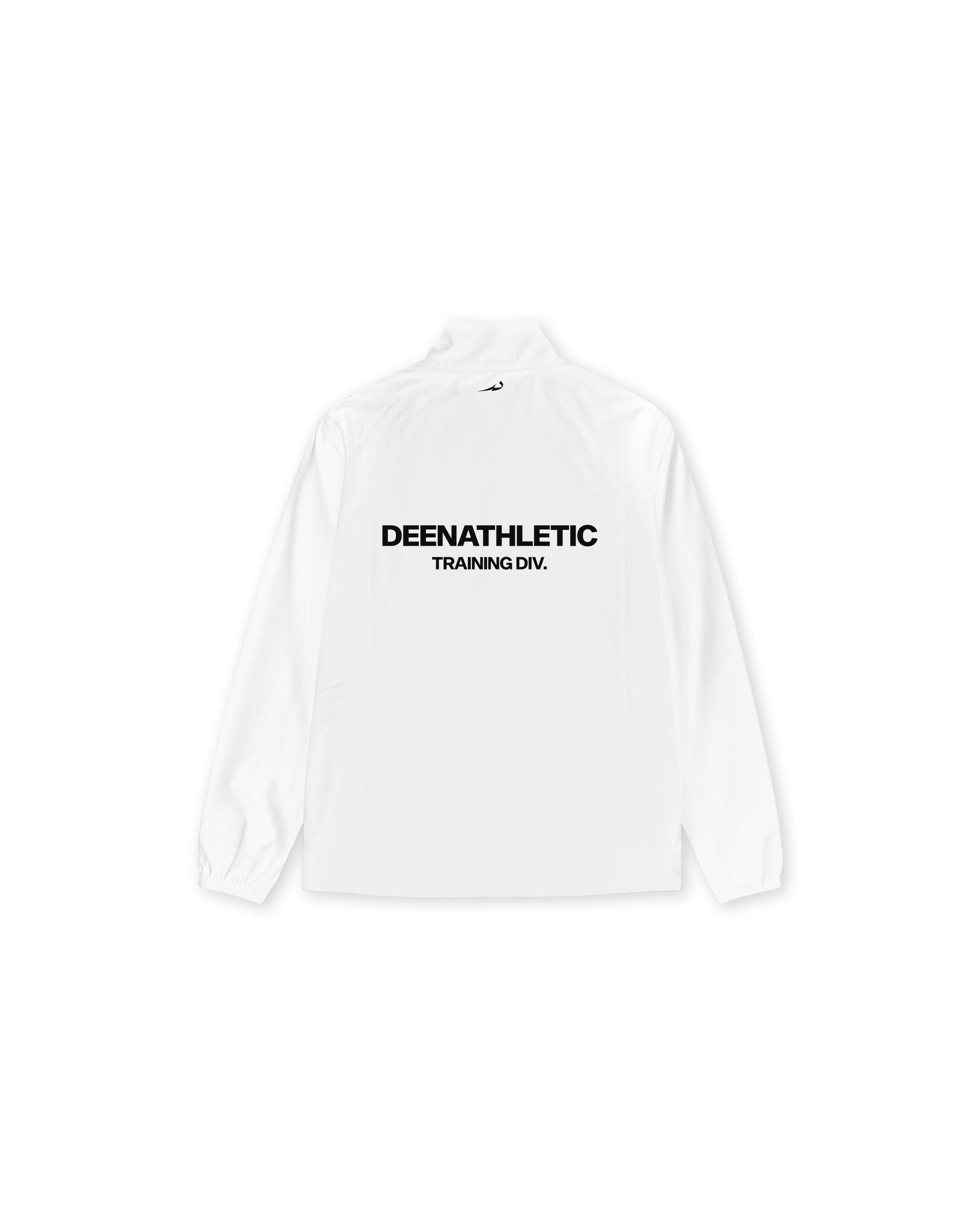 White jacket with 'DEENATHLETIC TRAINING DIV.' text on a white background